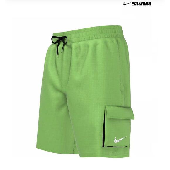 Nike Swim Volley Cargo 6" Swim Shorts Green Boys Size Extra Large